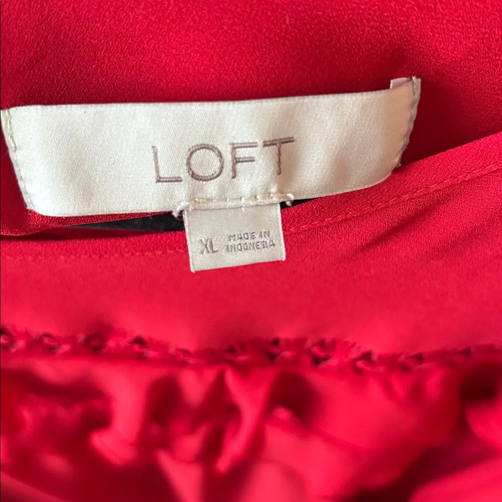 LOFT Vibrant Red Ruffle Blouse - Picture 3 of 4